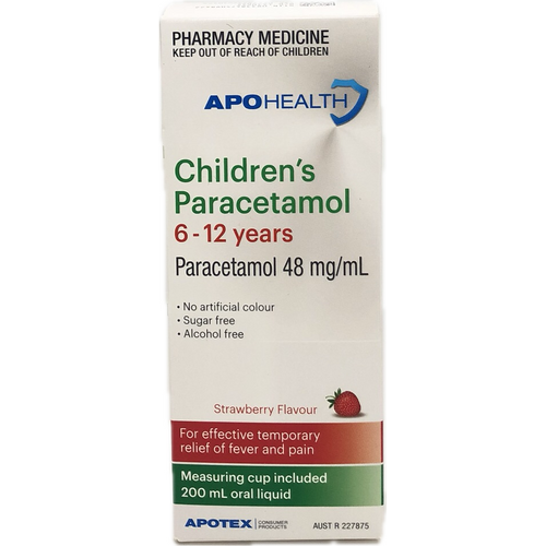 Apohealth Childrens Paracetamol 6-12 Years 200ml (S2)