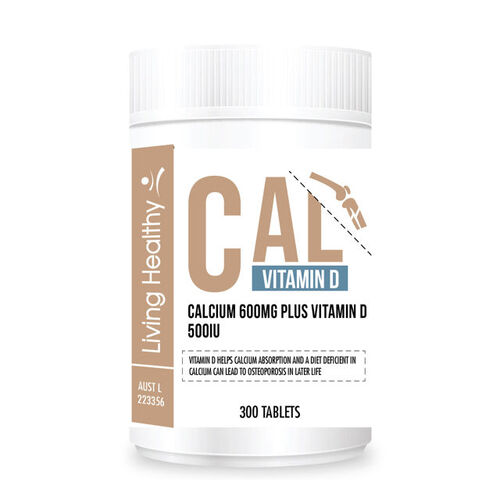 Living Healthy Calcium 600mg Plus Vitamin D 500IU 300 Tablets