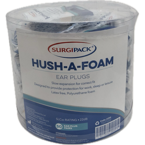 Surgipack Hush-A-Foam Ear Plugs 50 Pack