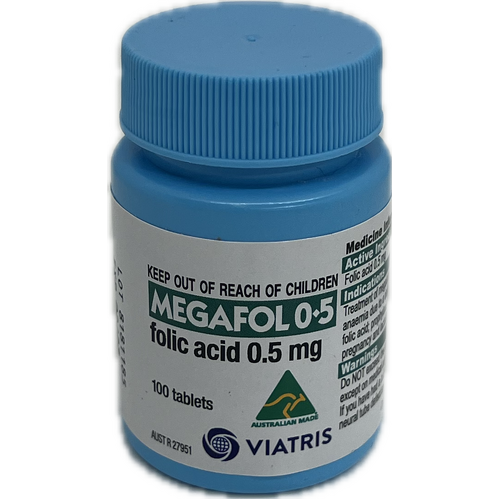 Megafol 0.5mg Folic Acid 100 Tablets 