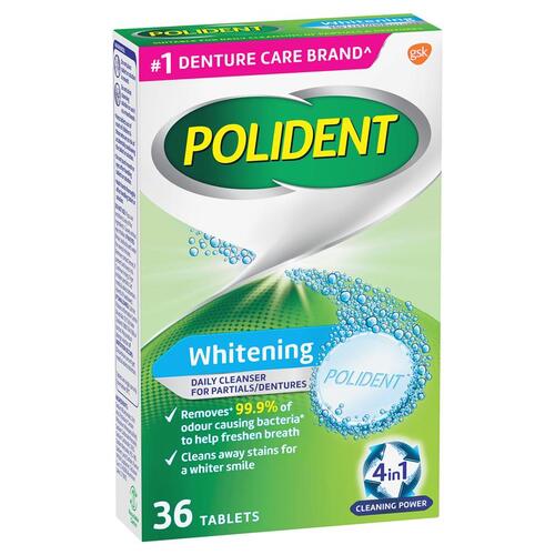 Polident Whitening Denture Cleanser 36 Tablets 