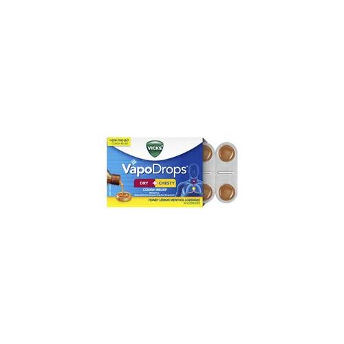 Vicks VapoDrops Dry + Chesty Cough Relief 24 Lozenges