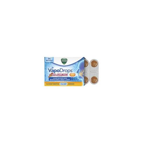 Vicks VapoDrops + Cough Xtra Strong Honey Menthol 36 Lozenges