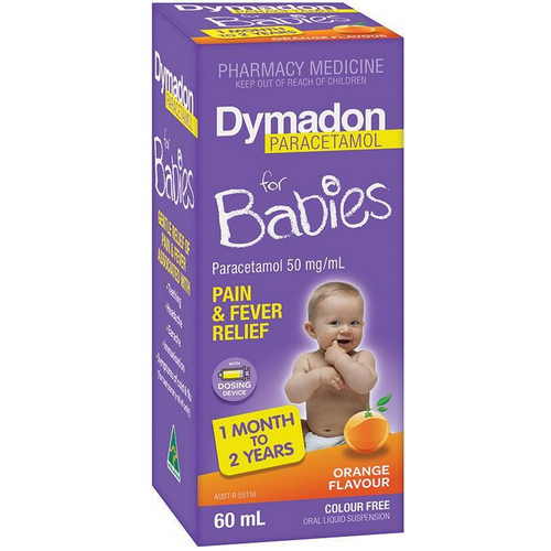 Dymadon Babies Paracetamol 1 Month - 2 Years Orange 60mL (S2)