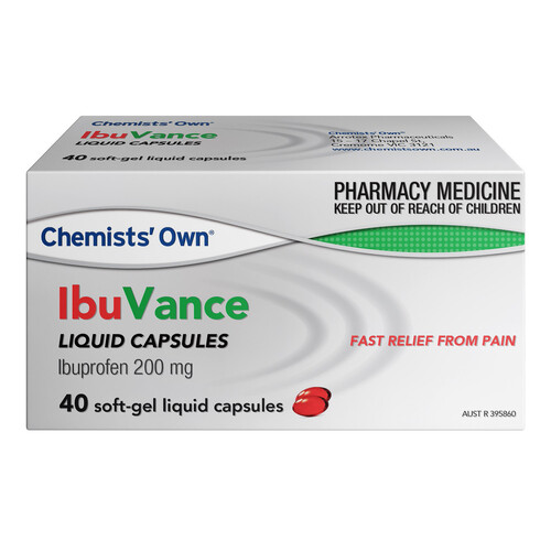 Chemist's Own IbuVance 200mg (40 Soft Gel Liquid Capsules)