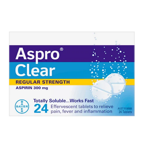 Aspro Clear Regular Strength 24 Tablets | Pain Fever Inflammation Relief