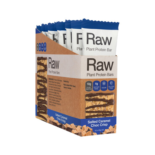 Amazonia Raw Protein Bar Salted Caramel Choc Crisp 40g x 10 