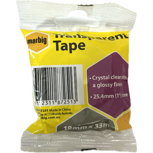 Margib Transparent Tape 18MMX33M (Crystal Clear with a glossy finish)