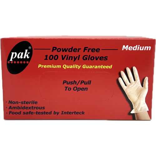 Vinyl Clear Gloves Medium 100 Pack Powder Free