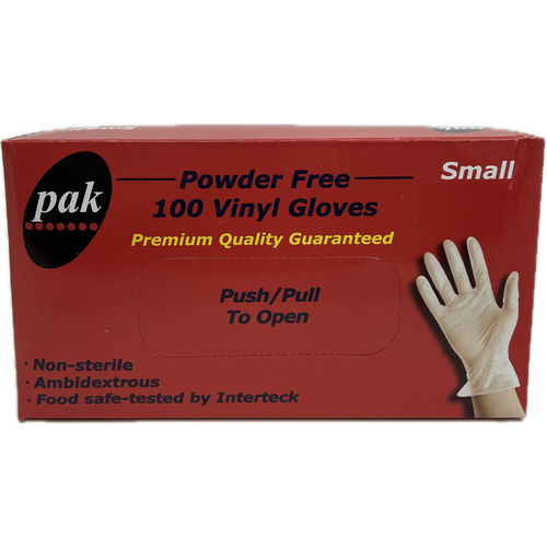 Pak Vinyl Powder Free Gloves Small 100 Pack